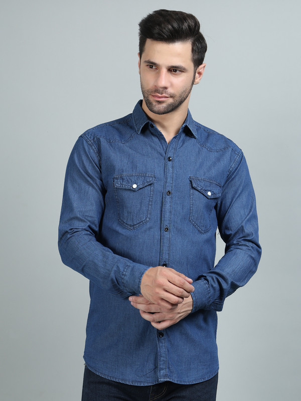 RODID Denim Double Pocket Full Sleeve Shirt : Amazon.in: Clothing &  Accessories